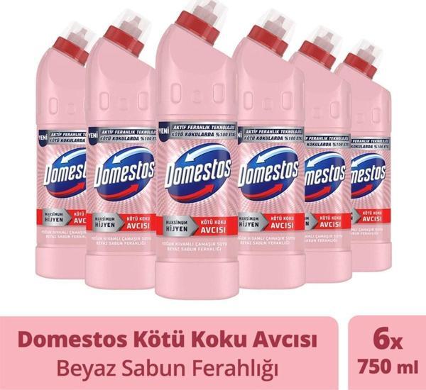 Domestos Çamaşır Suyu Beyaz Sabun Ferahlığı 750 ml x 6 Adet - Image 1