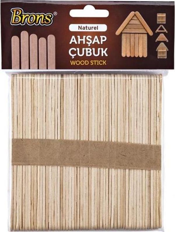 Brons Ahşap Dil Basma Çubuğu Abeslang Naturel Geniş 50`li Paket - Image 1