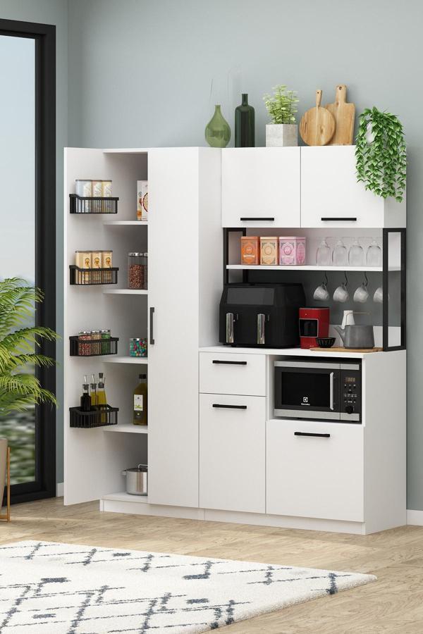 AVM Park Ervin Sepet Raflı E2+2K Airfry Çok Amaçlı Kiler Dolabı 4 Raflı Dolaplı kahve Köşesi - Image 1