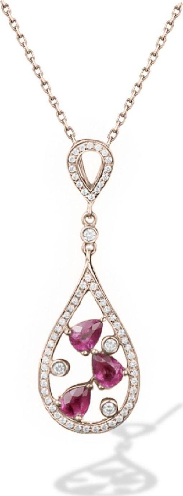 Rubalit Turmalin Rose Gold Histryum Kadın Gümüş Kolye - Image 1