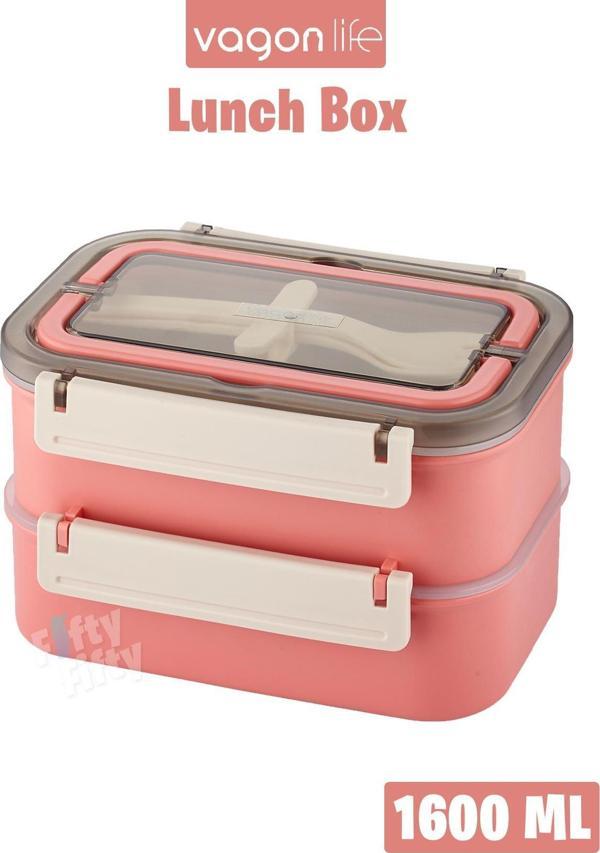 Vagonlife Bento Lunch Box 1600 ML 2 Kat Yeni Nesil Sefer Tası Paslanmaz Çelik -FFLBOX2221 - Image 1