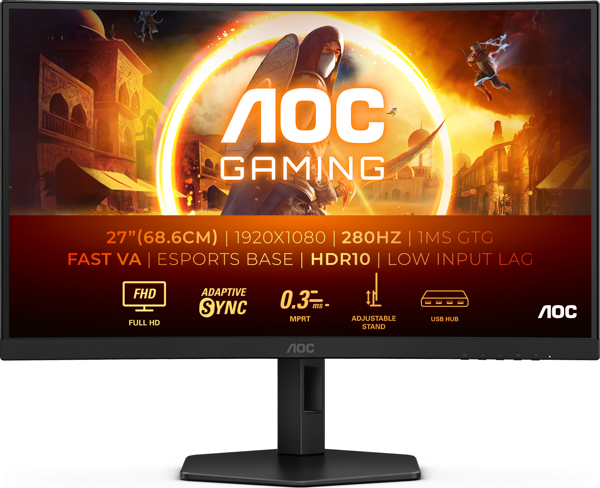 AOC 27" C27G4ZXU 280Hz 1Ms Adaptive Sync Curved Gaming Monitör - Image 1