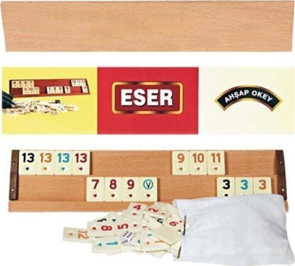 Eser Büyük Boy Ahşap Okey Takımı 1.Kalite Taşlı Set Oyun Seti - Image 1