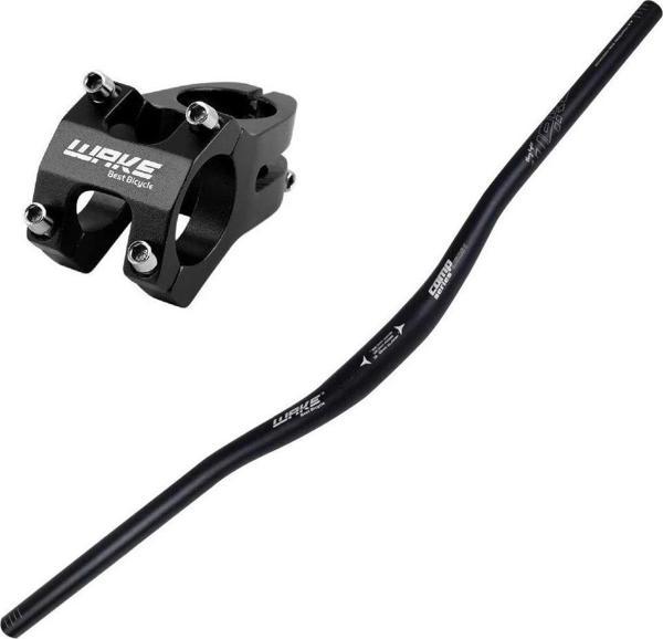 Wake Alüminyum Siyah 31.8 780Mm Riser Mtb Gidonu + Gidon Boğazı Seti - Image 1
