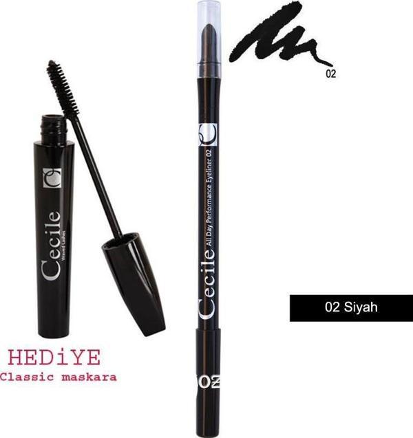Cecile All Day Performance Sürme Eyeliner 02 Siyah + Mascara Classic - Image 1