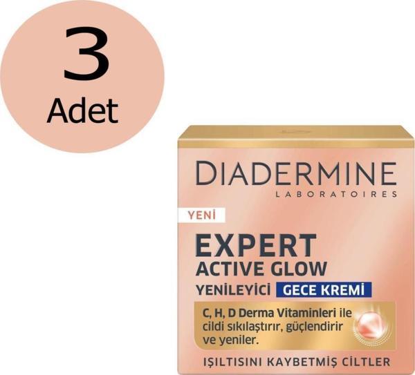 3 Adet Diadermine Expert Glow Yenileyici Gece Kremi 50 Ml - Image 1