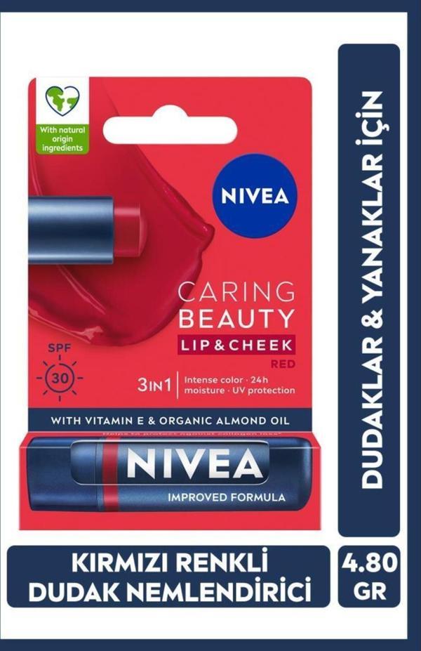 Renkli Dudak Bakım Kremi,kırmızı,4,8gr,nemlendirme,spf30,doğal Yağlar,e Vitamini,dudak Ve Yanak Için - Image 1