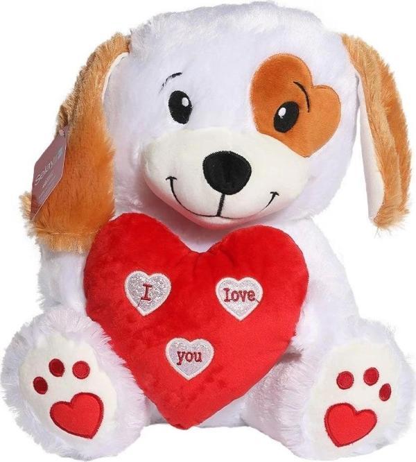 1230 Peluş Köpek ve Kalbi 30 cm -Selay Oyuncak - Image 1