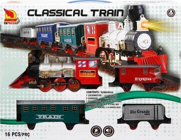 01551 Sunman, Sesli ve Işıklı Klasik Tren Seti 16 Parça - Image 1