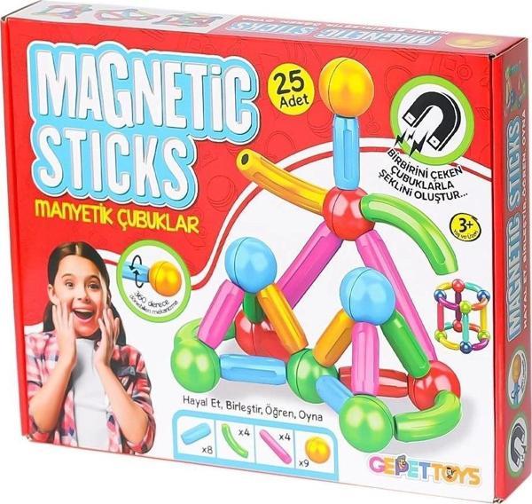 MS-25 Manyetik Çubuklar 25 Parça -Gepettoys - Image 1