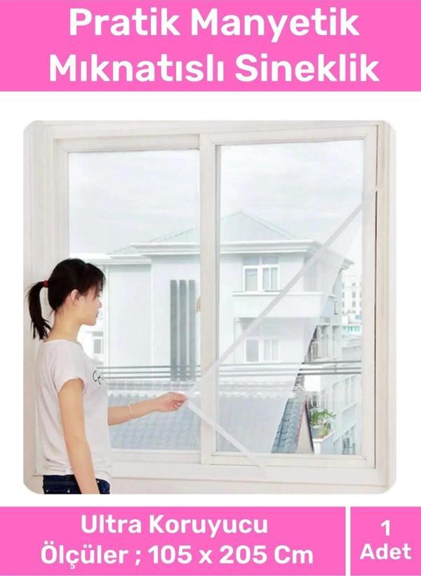 Deluxe Pencere Balkon Dükkan Cam Pratik Manyetik Mıknatıslı Siyah Kapı Sinekliği Tülü 105x205 Cm - Image 1