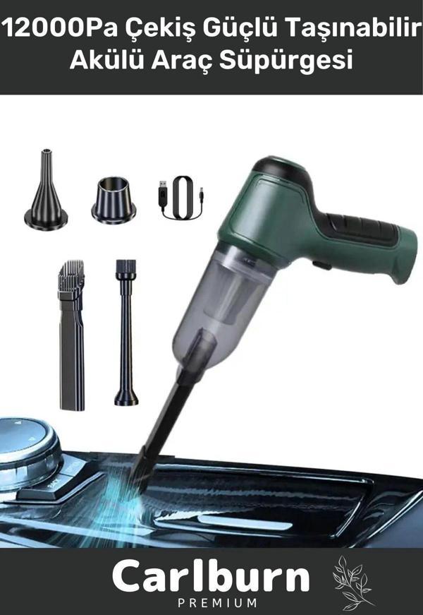 Premium 12000Pa Çekiş 2000mAh Pil Otomatik Aydınlatma Taşınabilir Akülü Araç Süpürgesi - Image 1