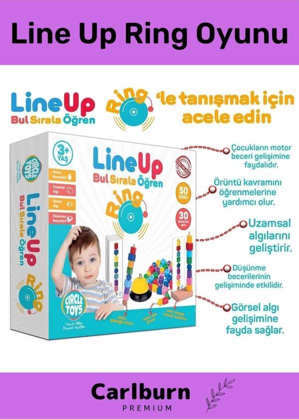 Premium Motor Becerileri Geliştiren Dikkat sağlayan Zilli Ring İpe Çubuğa Boncuk Şekil Dizme Oyunu - Image 1