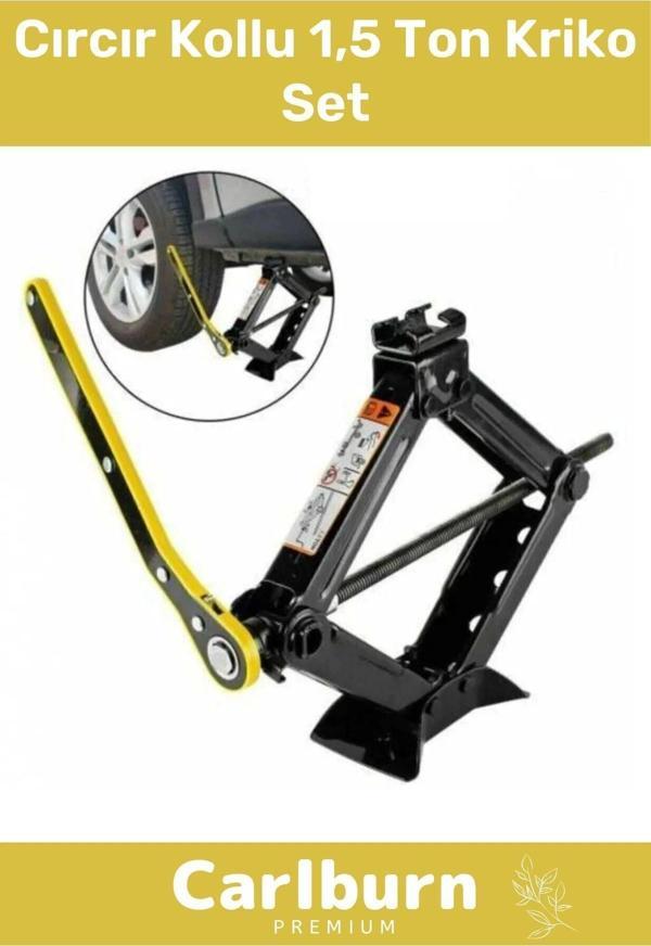 Premium Seri Araba Kaldırma Akordiyon Tip Makas Cırcır Kollu 1.5 Ton Bijon Anahtarlı Kriko Set - Image 1