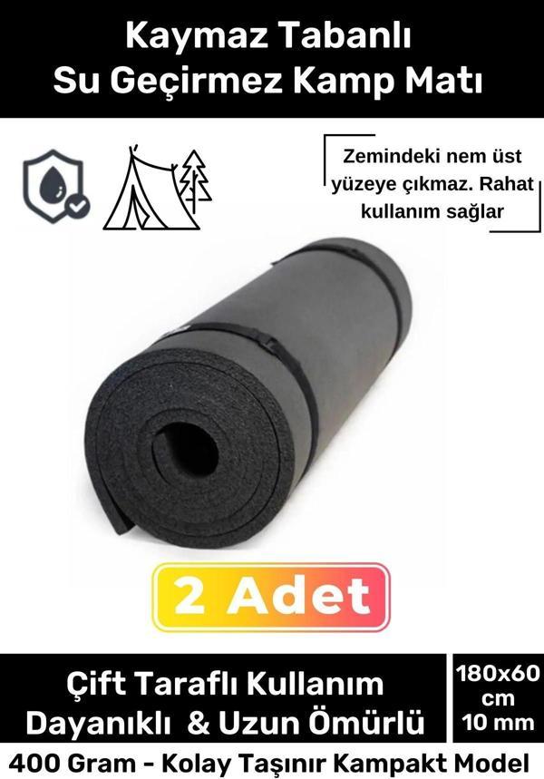 Premium Su Geçirmez Konforlu Taşıma Askılı Çift Taraflı Zemin Çadır Uyku Kamp Matı Yer Minderi 10mm - Image 1