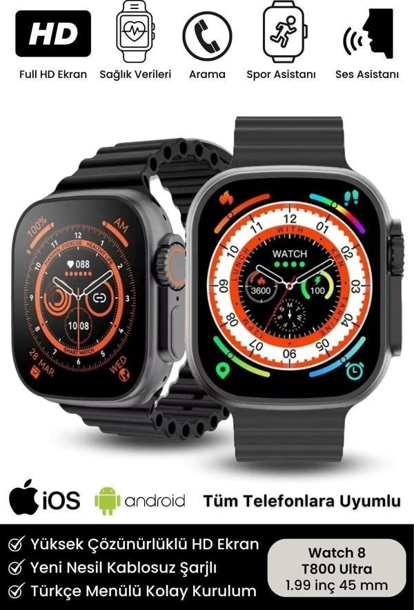 Watch 8 Ultra Series Ios Android Uyumlu Spor Sağlık Sensörlü 45mm Ultra Akıllı Saat - Image 1