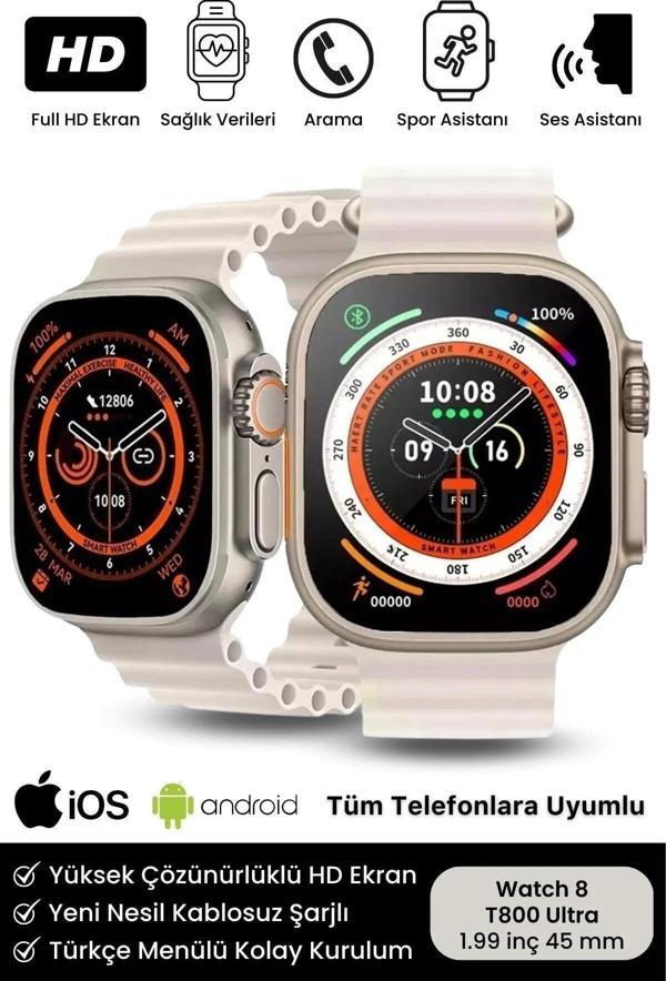 Watch 8 Ultra Series Ios Android Uyumlu Spor Sağlık Sensörlü 45mm Ultra Akıllı Saat - Image 1