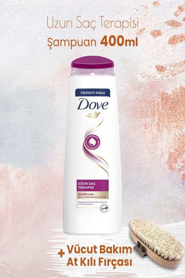 Dove Şampuan Uzun Saç Terapisi 400 ml ve Vücut Bakım At Kılı Fırçası - Image 1