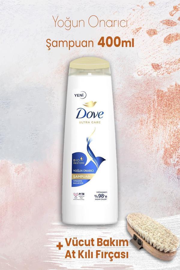 Dove Ultra Care Yoğun Onarıcı Şampuan 400 ml ve Vücut Bakım At Kılı Fırçası - Image 1
