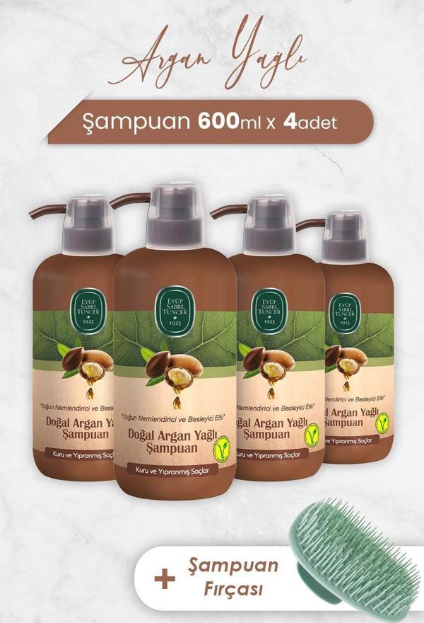 Eyüp Sabri Tuncer Argan Yağlı Şampuan 600 ml x 4 Adet ve Şampuan Fırçası - Image 1