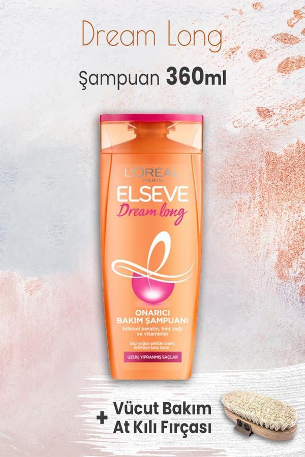 Elseve Dream Long Onarıcı Şampuan 360 ml ve Vücut Bakım At Kılı Fırçası - Image 1