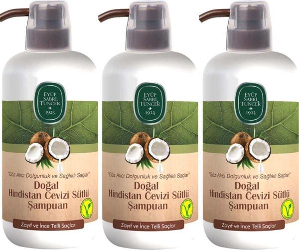 Eyüp Sabri Tuncer Doğal Hindistan Cevizi Sütlü Şampuan 600 ml x 3 Adet - Image 1