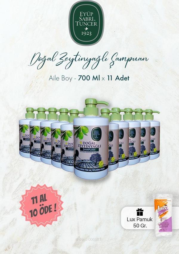 Eyüp Sabri Tuncer Doğal Zeytinyağlı Şampuan 11 AL 10 ÖDE 700 ml ve Pamuk - Image 1