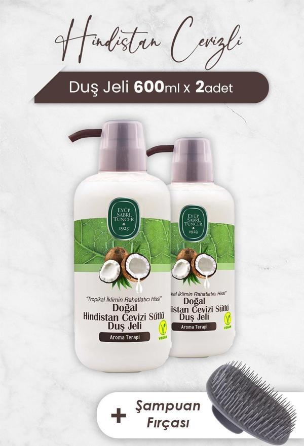 Eyüp Sabri Tuncer Hindistan Cevizi Duş Jeli 600 ml x 2 Adet ve Şampuan Fırçası - Image 1