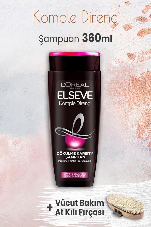 Elseve Komple Direnç Şampuan 360 ml ve Vücut Bakım At Kılı Fırçası - Image 1