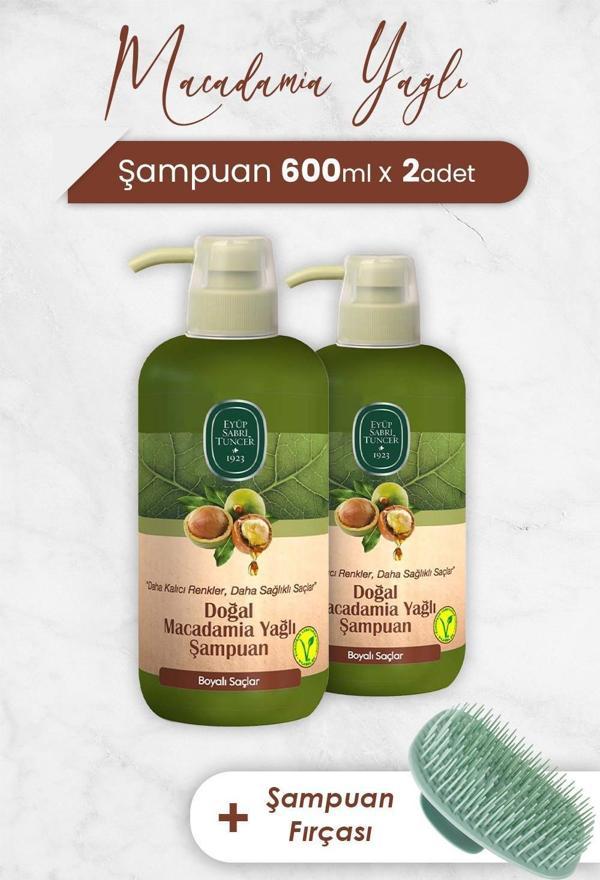 Eyüp Sabri Tuncer Macadamia Yağlı Şampuan 600 ml x 2 Adet ve Şampuan Fırçası - Image 1