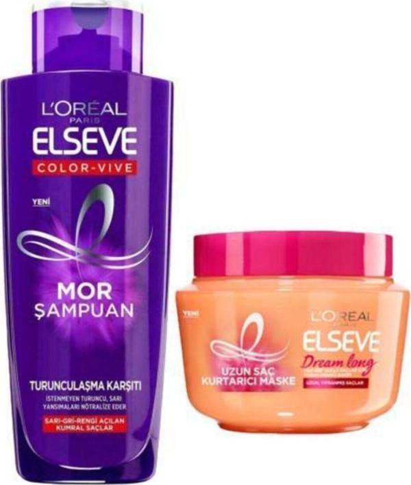 Elseve Loreal Mor Şampuan 200 Ml + Dream Lounge Saç Maskesi 300ml - Image 1