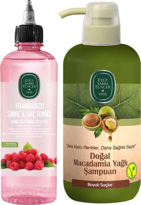 Eyüp Sabri Tuncer Frambuazlı Sirke & Saç Toniği 500 ml Ve Doğal Macadamia Yağlı Şampuan 600 ml - Image 1