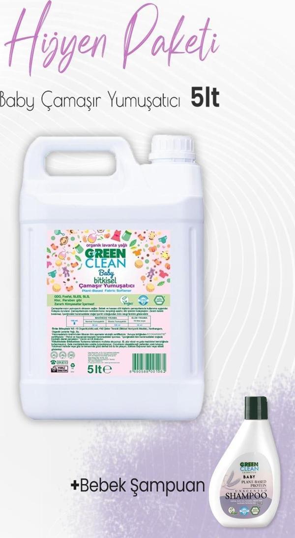 Green Clean Baby Bitkisel Çamaşır Yumuşatıcı Lavanta 5 lt ve Şampuan 275 ml - Image 1