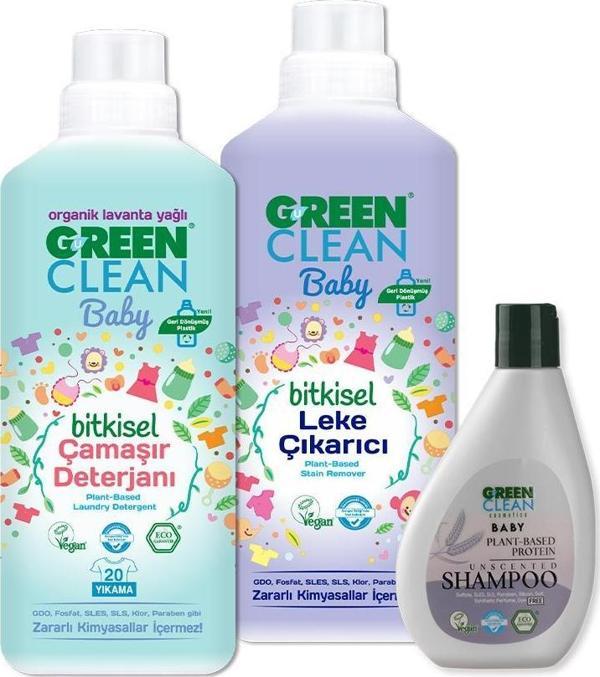 Green Clean Baby Şampuan 275 ml, Çamaşır Deterjanı ve Leke Çıkarıcı 1 lt - Image 1