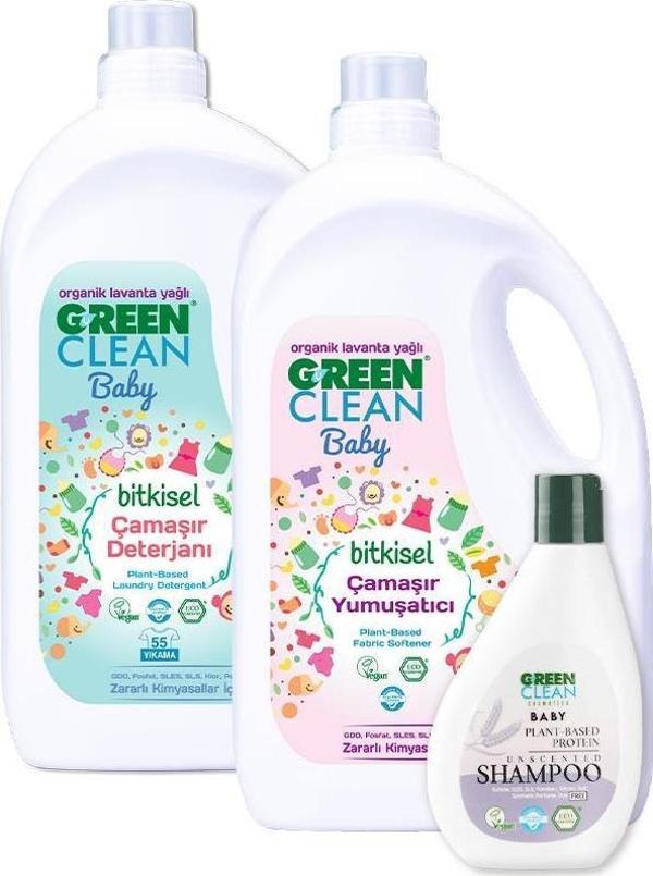 Green Clean Baby Şampuan 275 ml, Çamaşır Deterjanı ve Yumuşatıcısı 2750 ml - Image 1