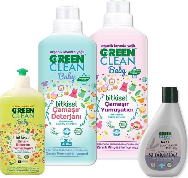 Green Clean Baby Şampuan, Biberon Temizleyici, Çamaşır Deterjanı ve Yumuşatıcı - Image 1