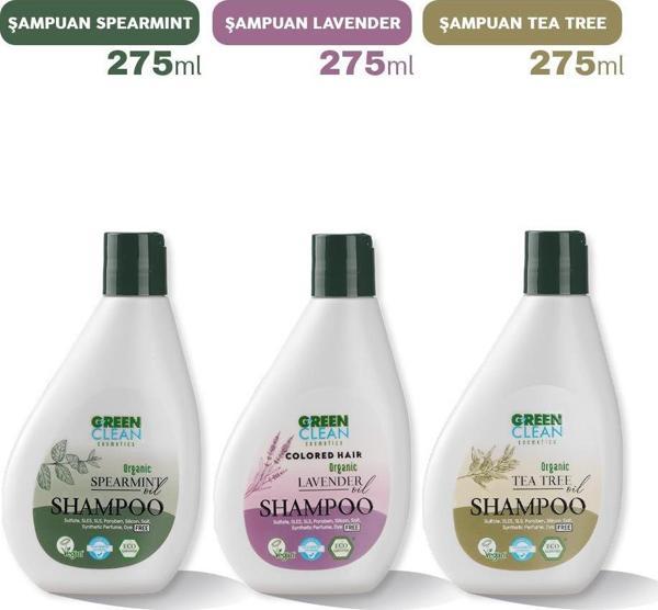 Green Clean Şampuan Spearmint, Lavender ve Tea Tree 275 ml - Image 1