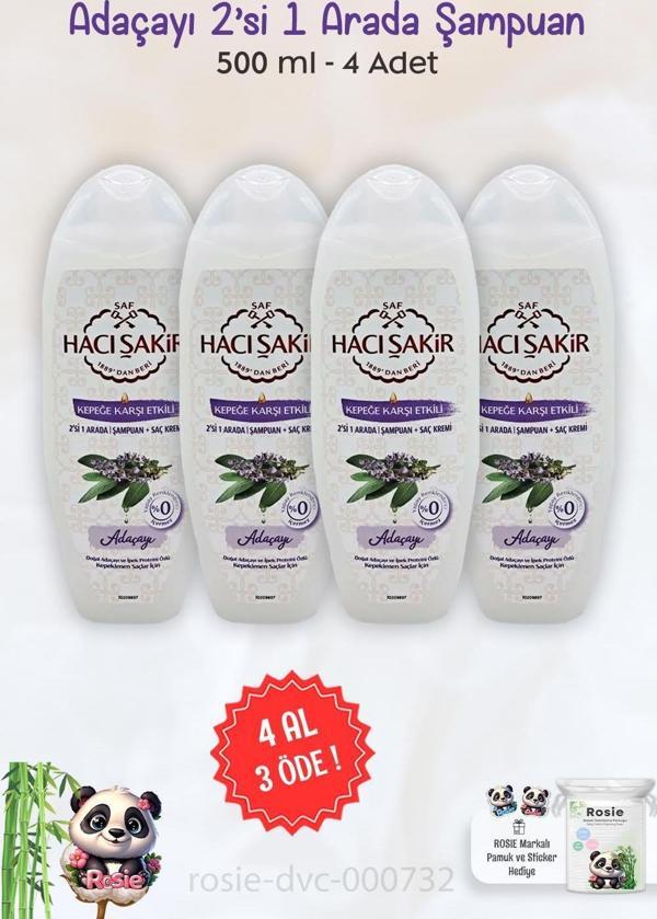 Hacı Şakir Adaçayı 2si 1 Arada Şampuan Kepeğe Karşı 500 ml ve ROSIE - Image 1
