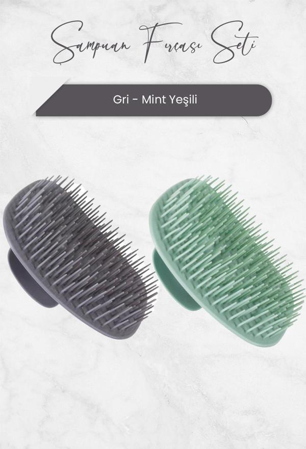 Nascita Şampuan Fırçası Mint Yeşili ve Gri 2 'li Set - Image 1
