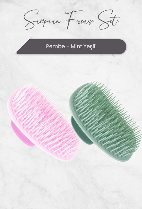 Nascita Şampuan Fırçası Pembe ve Mint Yeşili 2'li Set - Image 1