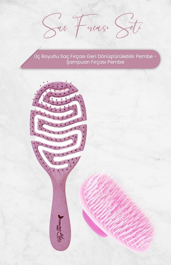 Nascita Üç Boyutlu Saç Fırçası Geri Dönüştürülebilir Pembe ve Şampuan Fırçası - Image 1