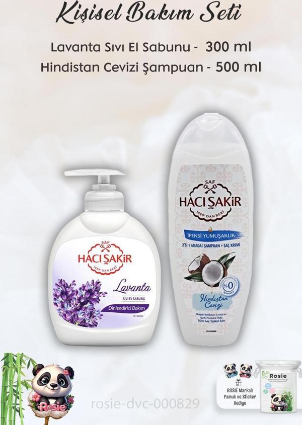 Hacı Şakir Lavanta Dinlendirici Sıvı Sabun 300 ml, Hindistan Cevizli Şampuan 500 ml ve ROSIE - Image 1