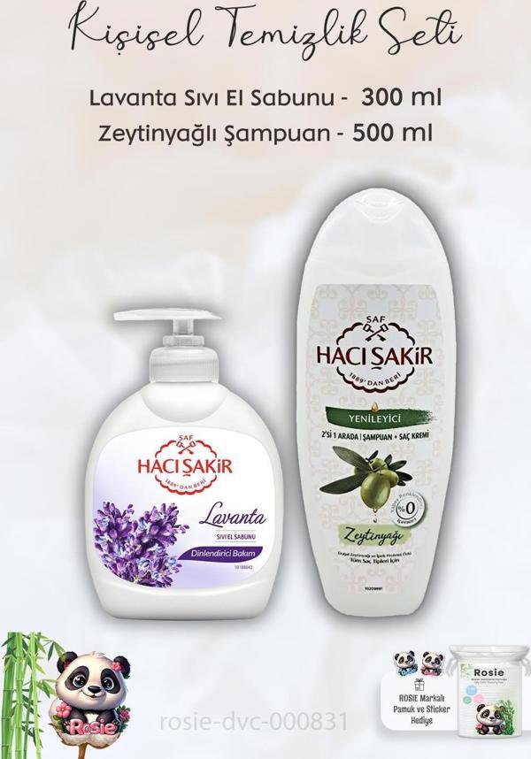 Hacı Şakir Lavanta Dinlendirici Sıvı Sabun 300 ml, Zeytinyağlı  Şampuan 500 ml ve ROSIE - Image 1