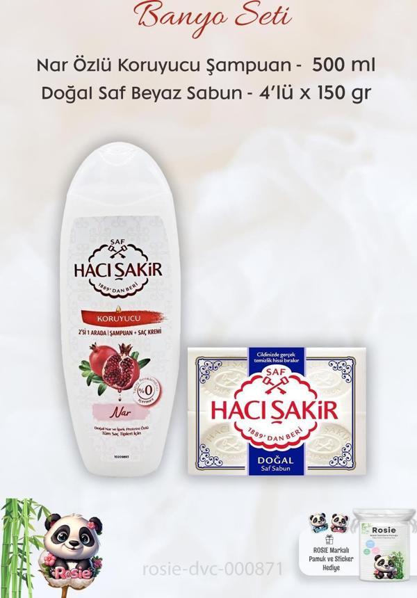 Hacı Şakir Nar 2si 1 Arada Şampuan 500 ml,Saf Doğal Sabun 4 x 150 gr ve ROSIE - Image 1