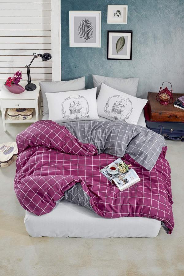 Newhome Ranforce Çift  Kişilik Nevresim Takımı Trendy colors Mor 1167-02 - Image 1
