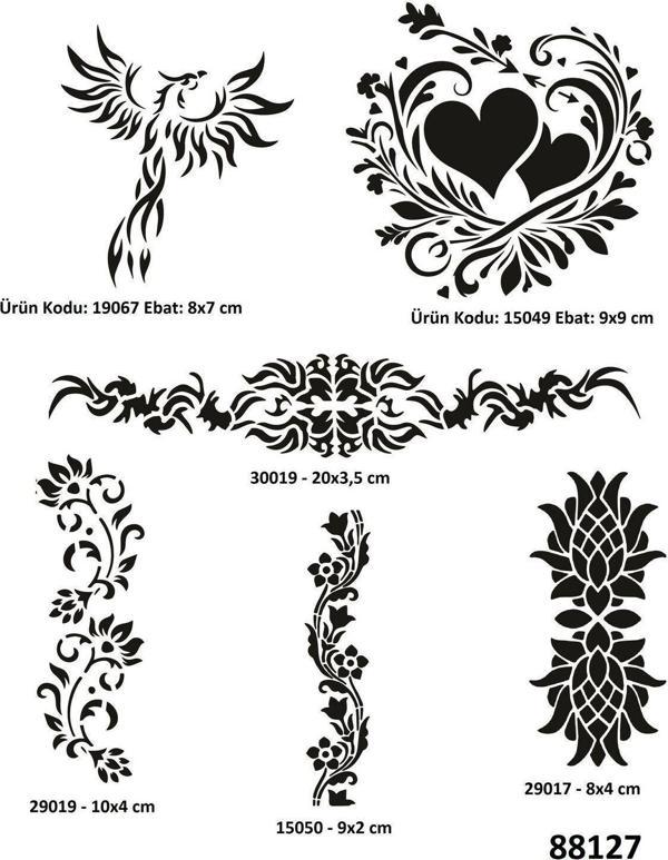 Airbrush Tattoo Kadın Bel Kol Sembolleri 6 Adet Geçici Dövme Kalıbı Spreysiz Sadece Şablon - Image 1