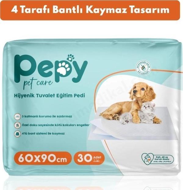Pepy Kaydırmaz Hijyenik Tuvalet Eğitim Pedi 60x90cm 30'lu - Image 1