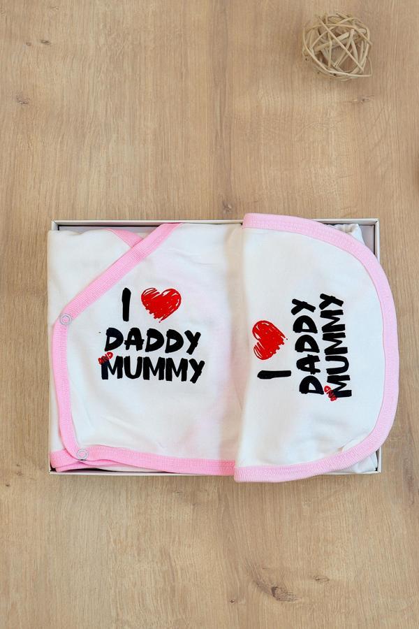 Kız Bebek Natural Pamuk Kumaş 5 Li Hastane Çıkışı Seti STL6794 - Image 1