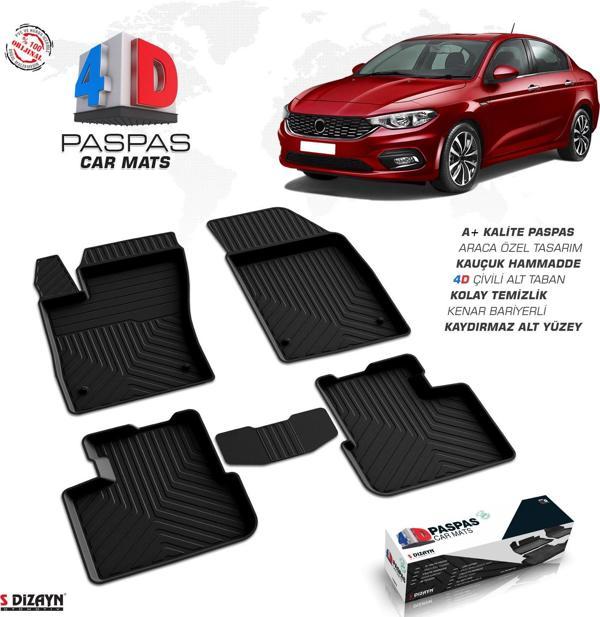 Fiat Egea SD 4D Havuzlu Paspas Siyah A+Kalite - Image 1