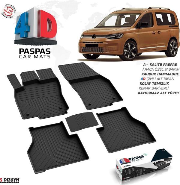 VW Caddy 4D Havuzlu Paspas 2020 ve Üzeri A+Kalite - Image 1